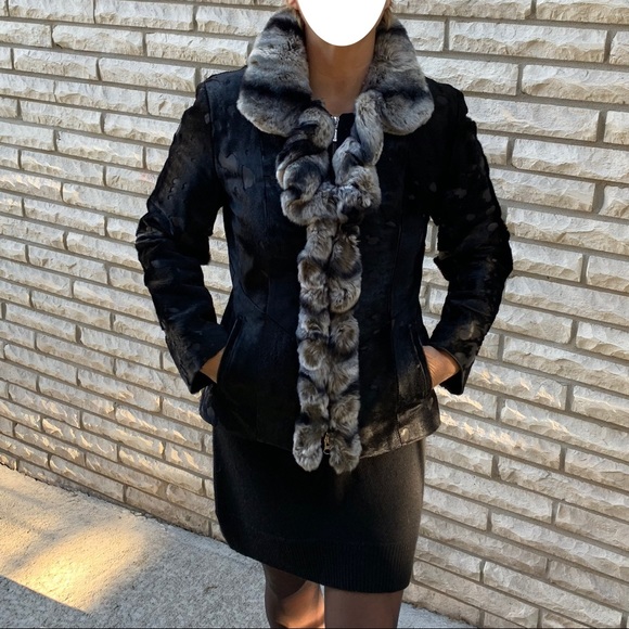 Genuine leather and real fur jacket size S - Picture 3 of 6